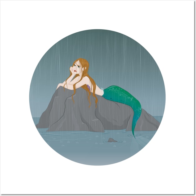 Mermaid under the rain Wall Art by EliMic
